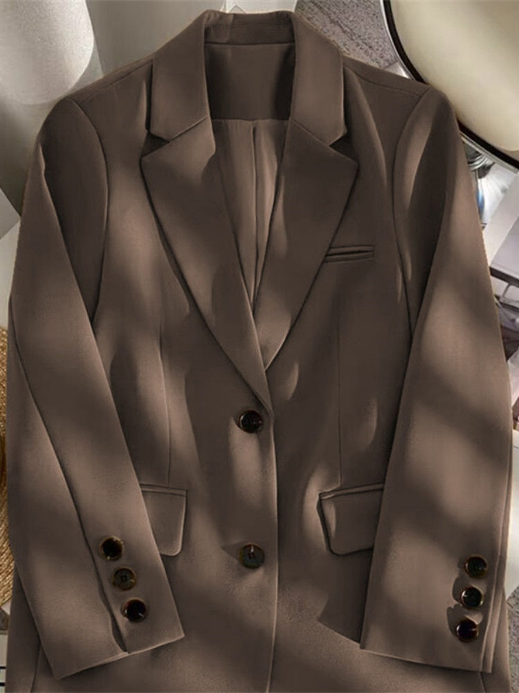 Thumbnail: Women's Jacket New in Korean Fashion Small Suit Top Brown Suit Coat Clothes Loo