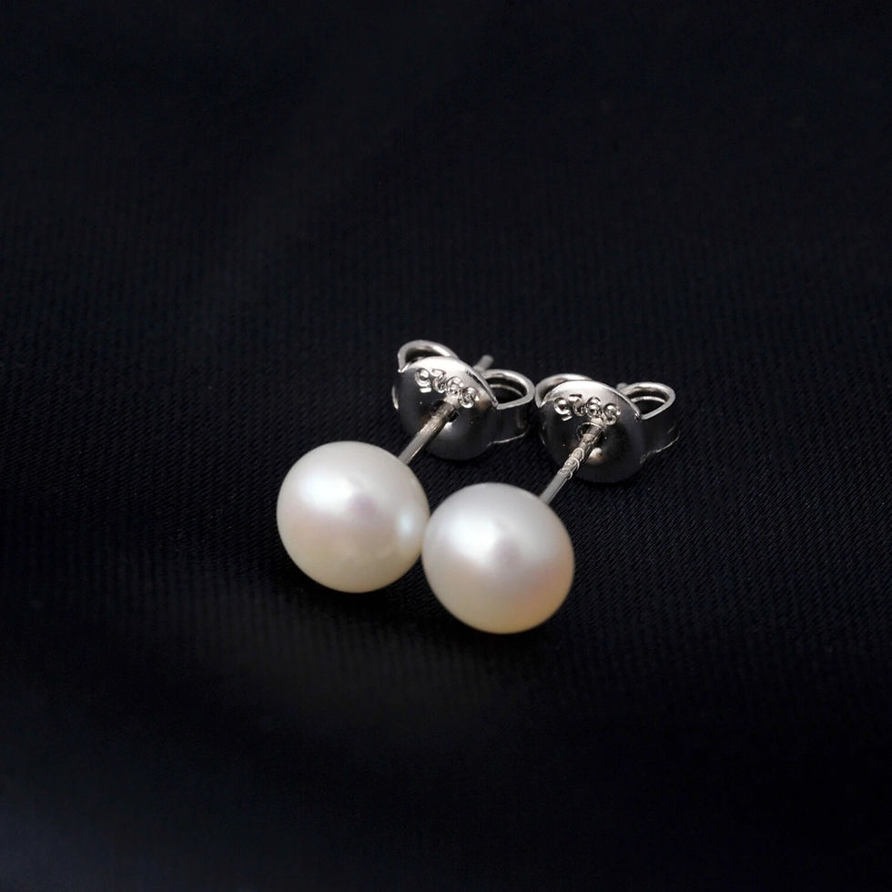Thumbnail: Potiy 3-9mm Freshwater Pearl 925 Sterling Silver Stud Earrings for WomenFashion