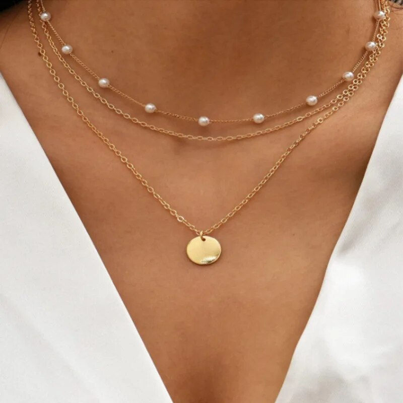 Miniatura: Crystal Zircon Heart Star Charm Layered Pendant Necklace Set for Women Charms F