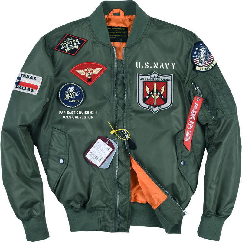 Thumbnail: New Alpha Martin Autumn Spring Bomber Pilot Jacket Men Military Outwear Army Ja