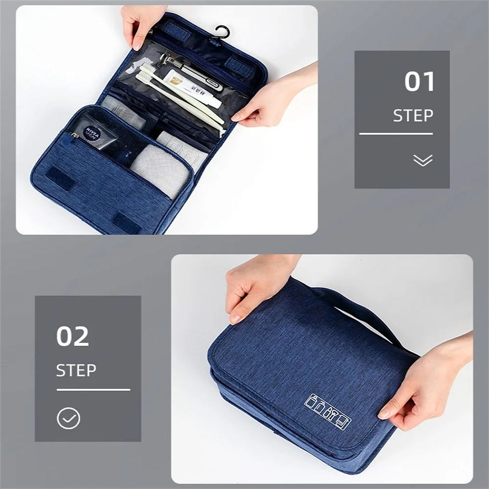 Thumbnail: Portable Toiletry Washbag with Hanging Hook Waterproof Women Bathroom Cosmetic