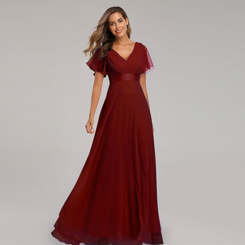 Miniatura: ICCLEK New Style Women V-Neck Chiffon Dress Wedding Evening Party Long Dress El