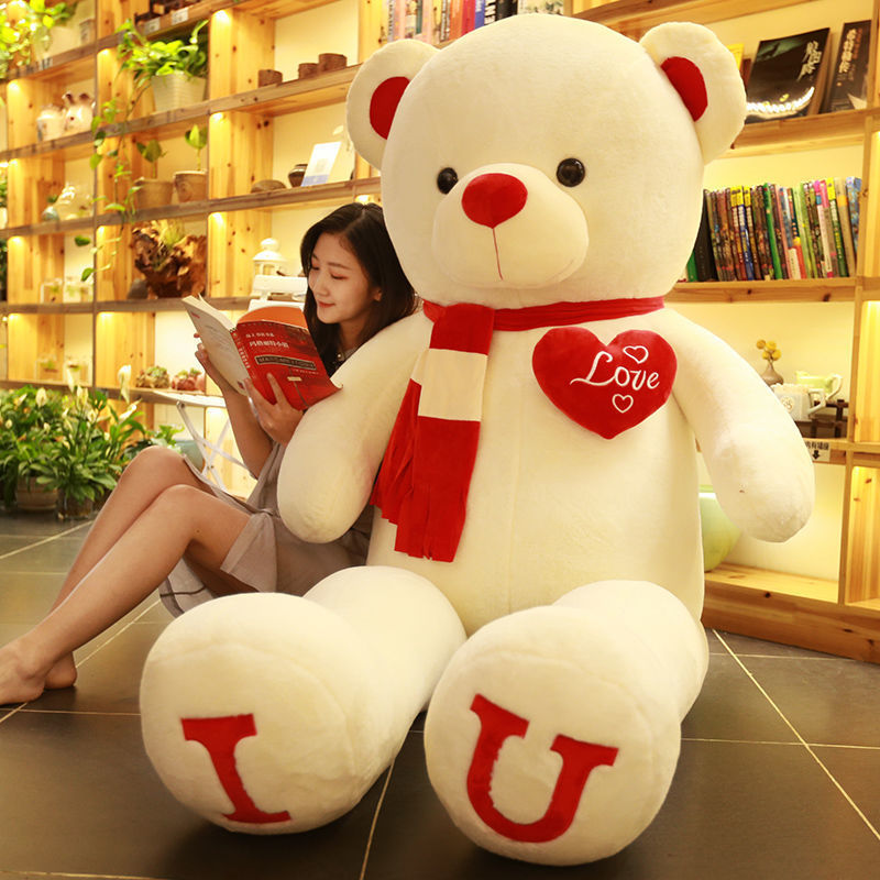 Miniatură: Big Teddy Bear 100cm I LOVE YOU Plush Toy Lovely Huge Stuffed Soft Bear Doll Lo