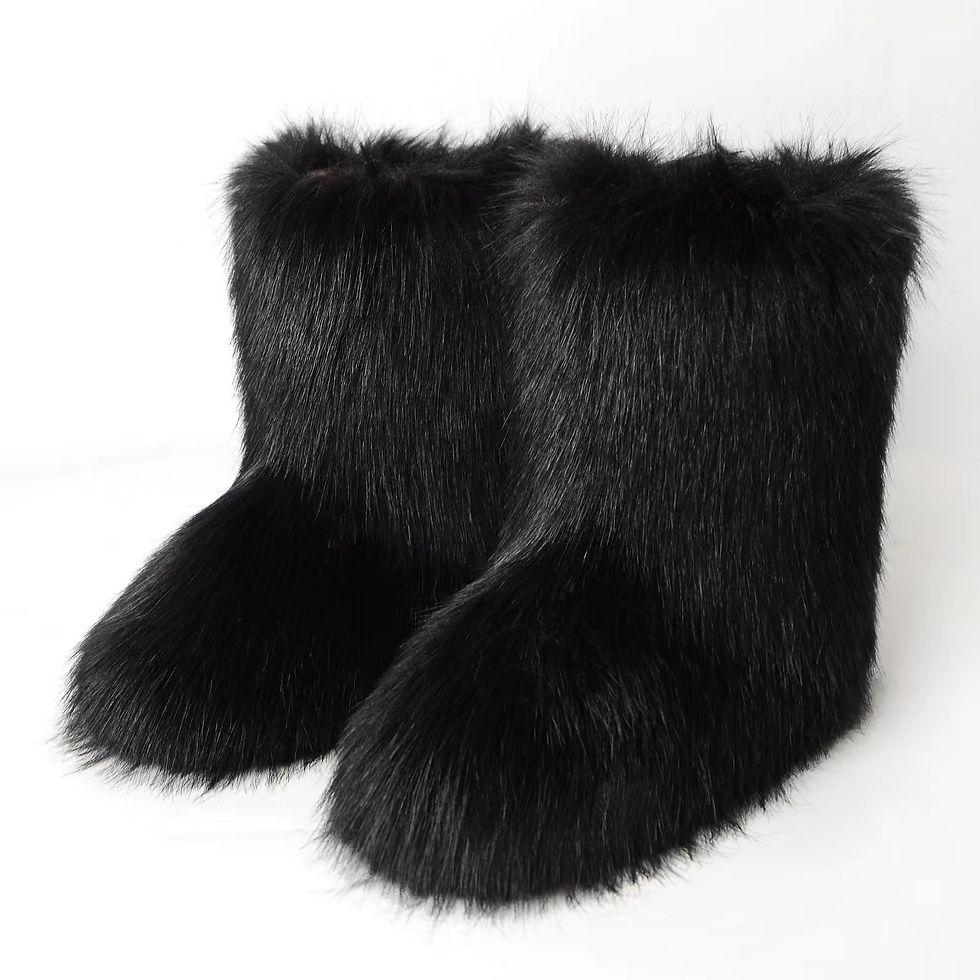 Miniaturbild: Y2K Fluffy Mid-calf Boots Winter Women Fashion Snow Boots Warm Cotton Shoes