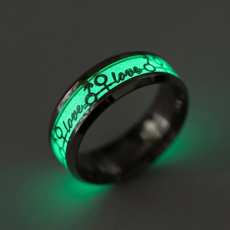 Thumbnail: Stainless Steel Luminous Finger Rings For Couples Glow In Dark Valentine'S Day