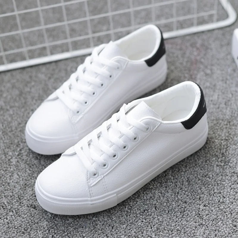 Thumbnail: Women Sneakers 2023 Fashion Breathble Vulcanized Shoes Pu Leather Platform Shoe
