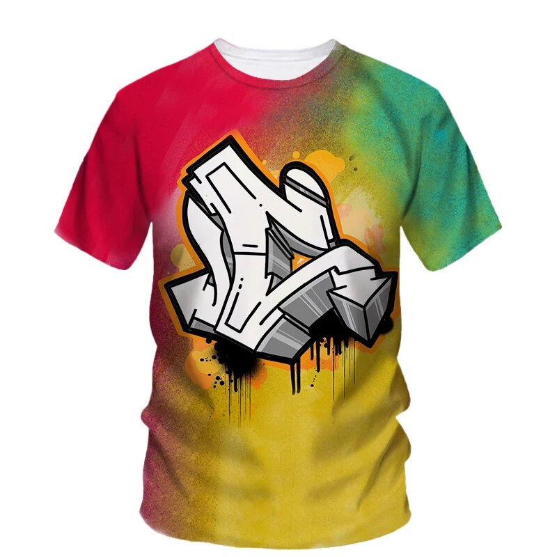 Thumbnail: Summer New Creative Graffiti Art graphic t shirts Men Casual Bohemian Personali