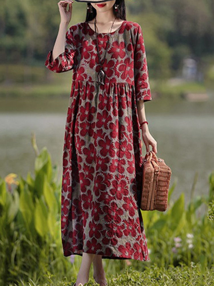 Miniatura: Vintage Women's Printed Dress 2023 ZANZEA Spring Sundress Casual Long Sleeve Ma