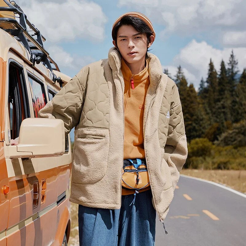 Thumbnail: Semir Cotton Jacket Men 2023 New Loose Imitation Sherpa Winter Stitching Warm W