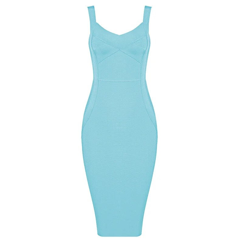 Thumbnail: High Quality Women Sleeveless Rayon Bandage Dress Celebrity Elegant Green Purpl