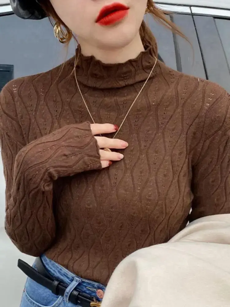 Thumbnail: Cashmere Turtleneck Women Sweaters 2024 Autumn Winter Warm Pullover Slim Tops K