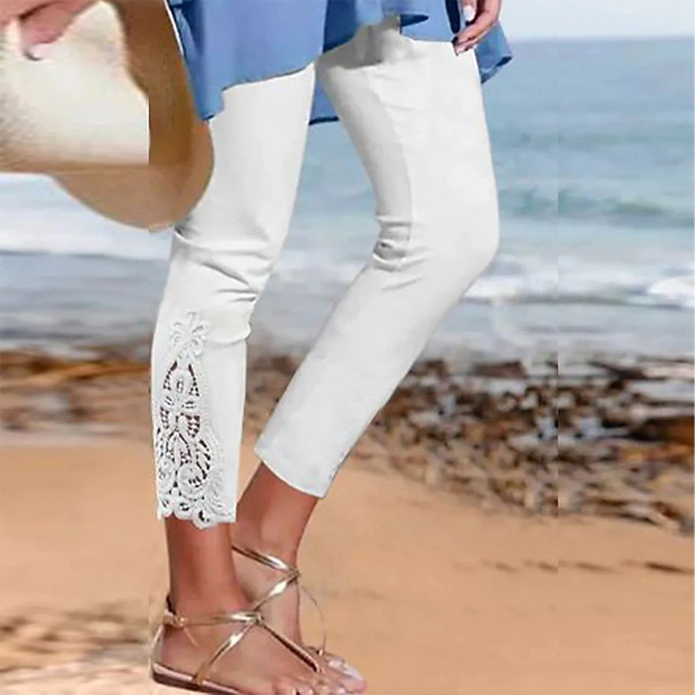 サムネイル： Cropped pants Leggings for Women Long Pants Lace High Waisted Slim Stretchy Ver