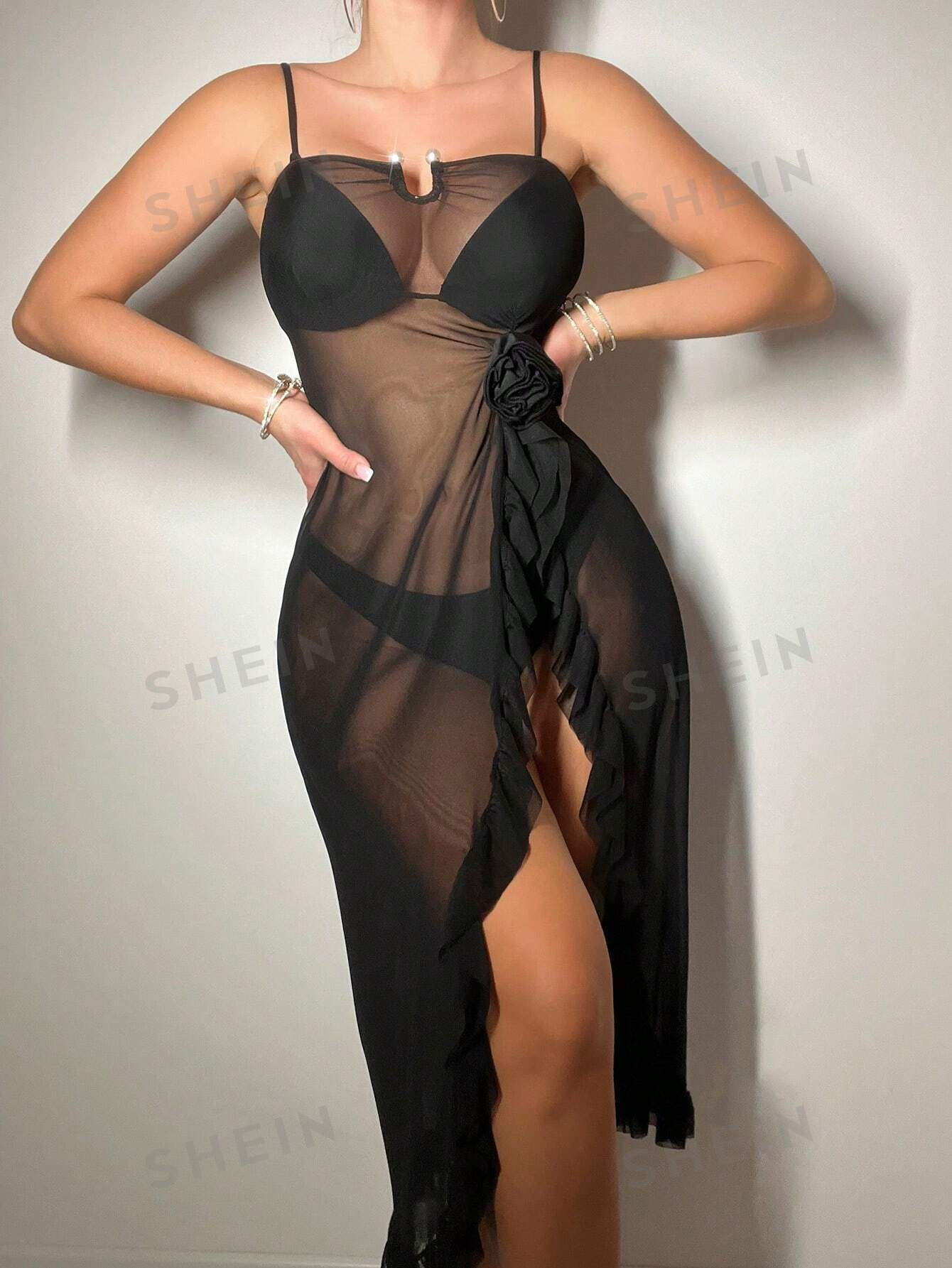 Women's Three-Dimensional Flower Decorated Blouse And Dress Music Festival