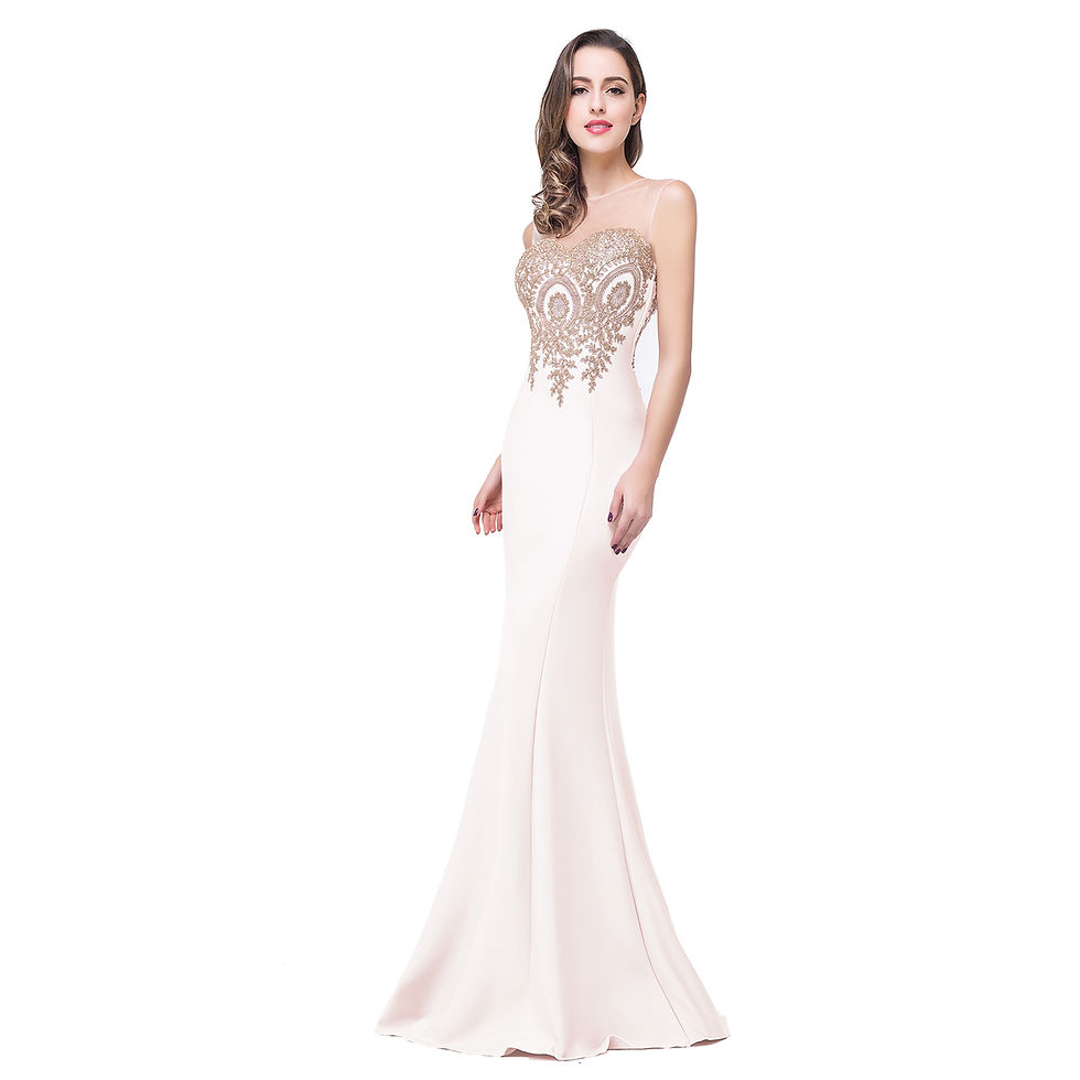 Thumbnail: Hot Sale 2024 Ivory Mermaid Wedding Dress Illusion Neck Applique Sleeveless Mar