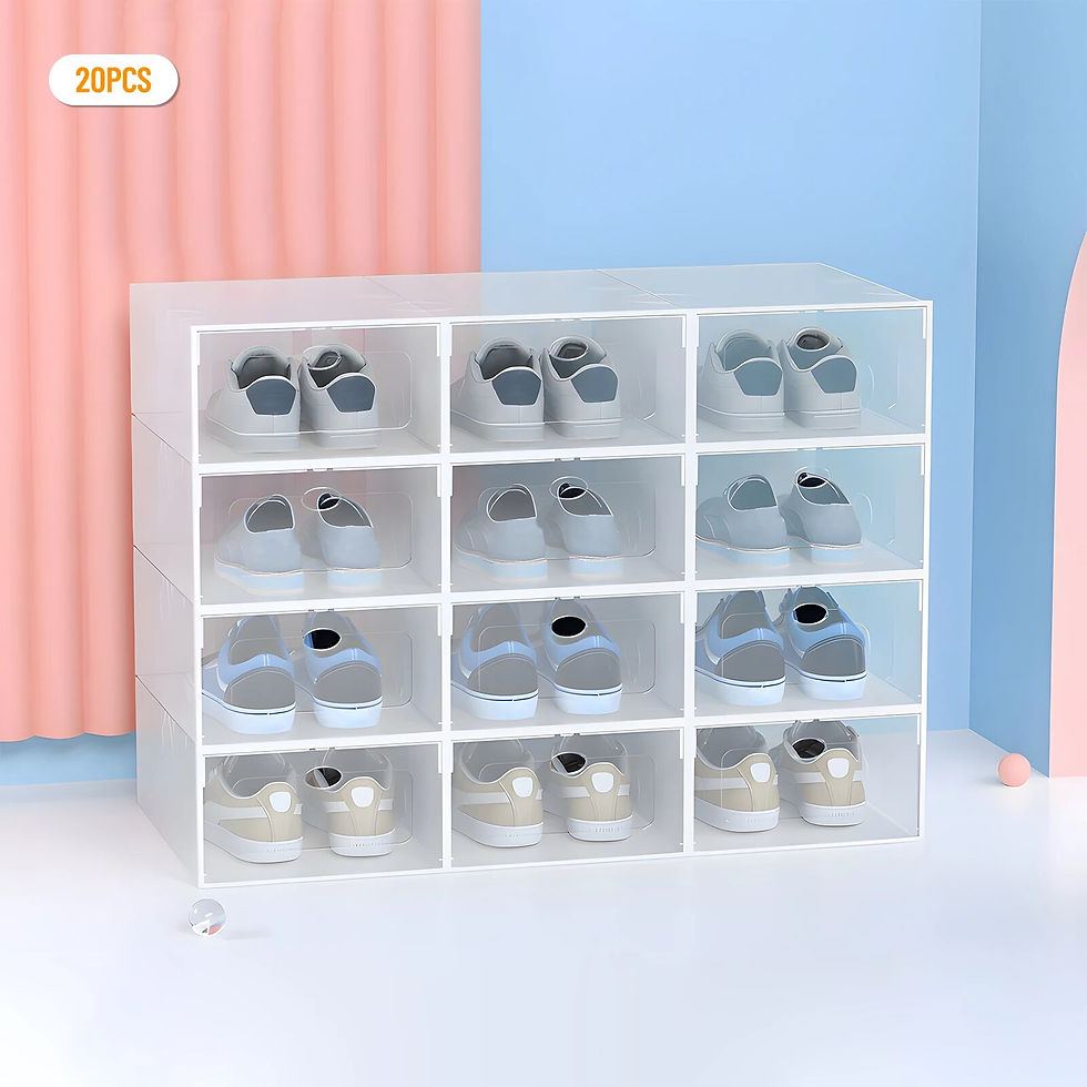 Миниатюра: 20PCS Stackable Shoe Storage Box Durable Plastic Sneaker Display Case Organizer