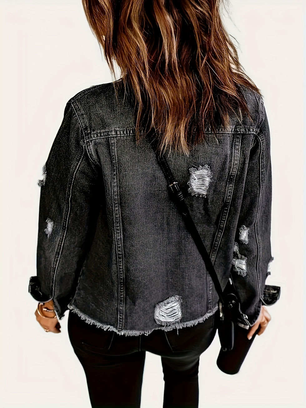 Thumbnail: Fashion casual women's ripped denim jacket