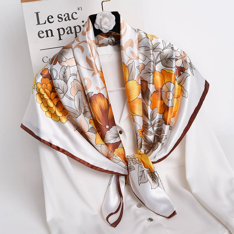 Thumbnail: 90*90cm Women Scarf Silk Feeling Hair Neck Square Brand Office bandanna muffler