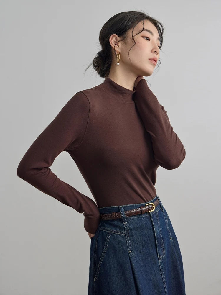 الصورة المصغرة: DUSHU Women Turtleneck Pullover Sweaters 2023 Autumn Women Bottoming Shirts Sli