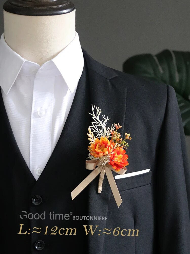 Thumbnail: GT Silk Corsages Boutonnieres Wedding Decoration Marriage Rose Wrist Flowers fo