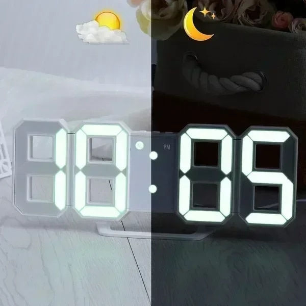 Thumbnail: 3D Digital Wall Clock Decoration for Home Glow Night Mode Adjustable Electronic