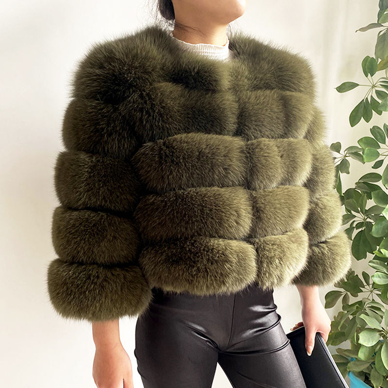 Küçük resim: 2024 new style real fur coat 100% natural fur jacket female winter warm leather