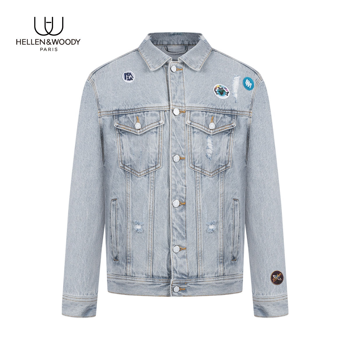 Hellen&Woody Men Clothing Spring and Autumn New Denim Jacket Fashion Casual Sl