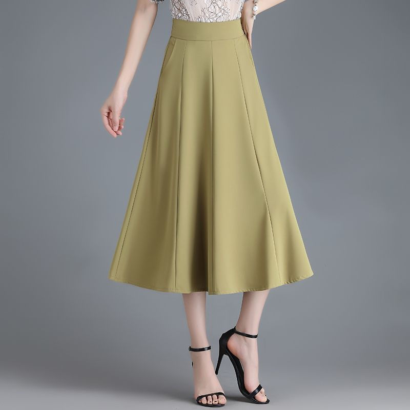 Hình thu nhỏ: Mid-length Spring And Summer Thin Ice Silk Draping A- Line Small Umbrella Skirt
