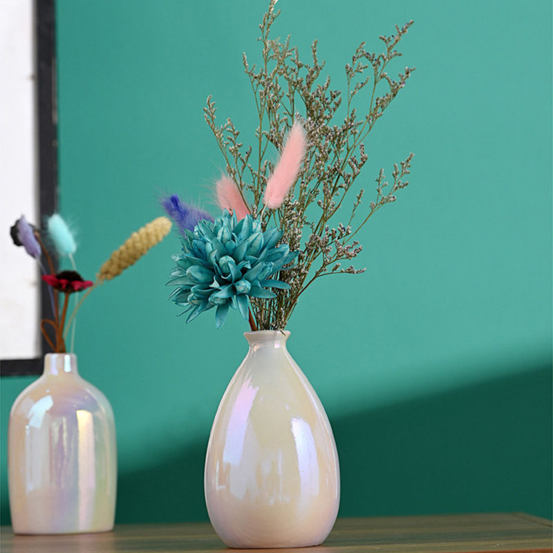 Thumbnail: Pearl Glossy White Ceramic Vases Dried French Dreamy Bubble Flower Arrangement