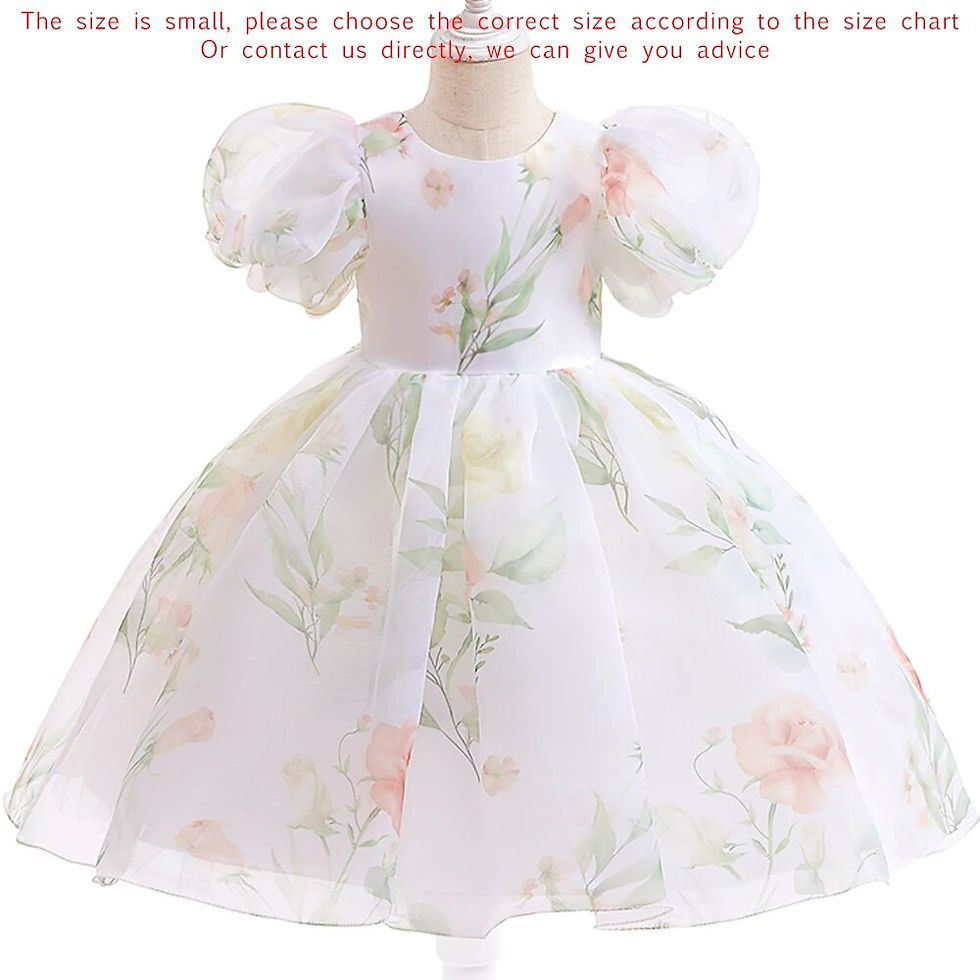 Thumbnail: Fashion Girl White Princess Dress Tulle Puff Sleeve Wedding Party Kids Dresses
