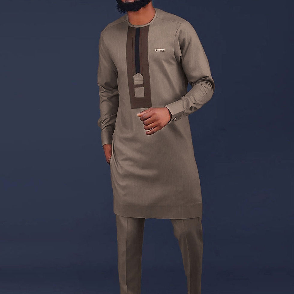 Thumbnail: New In Dashiki 2 PCs White Set Abaya Men's Clothing Top Pant Set Long Sleeve El