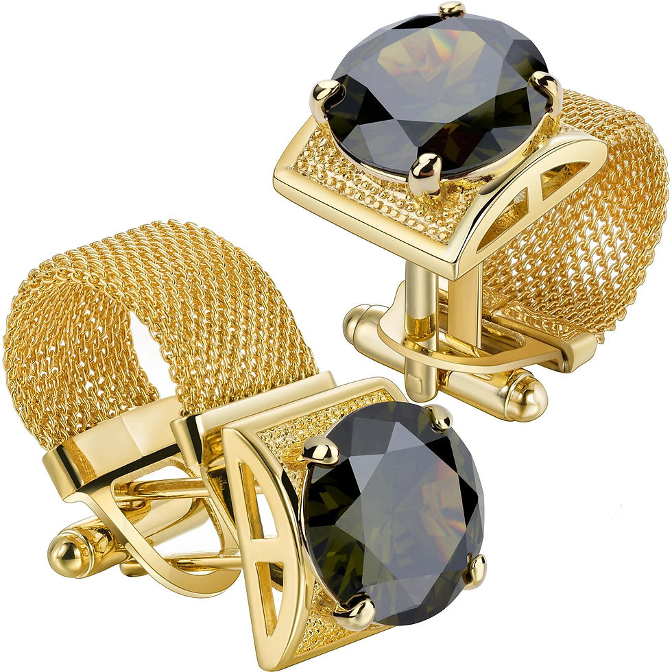 Thumbnail: Luxury Shiny Crystal--Cufflinks for Mens with Chain, French Shirt Accessories, 