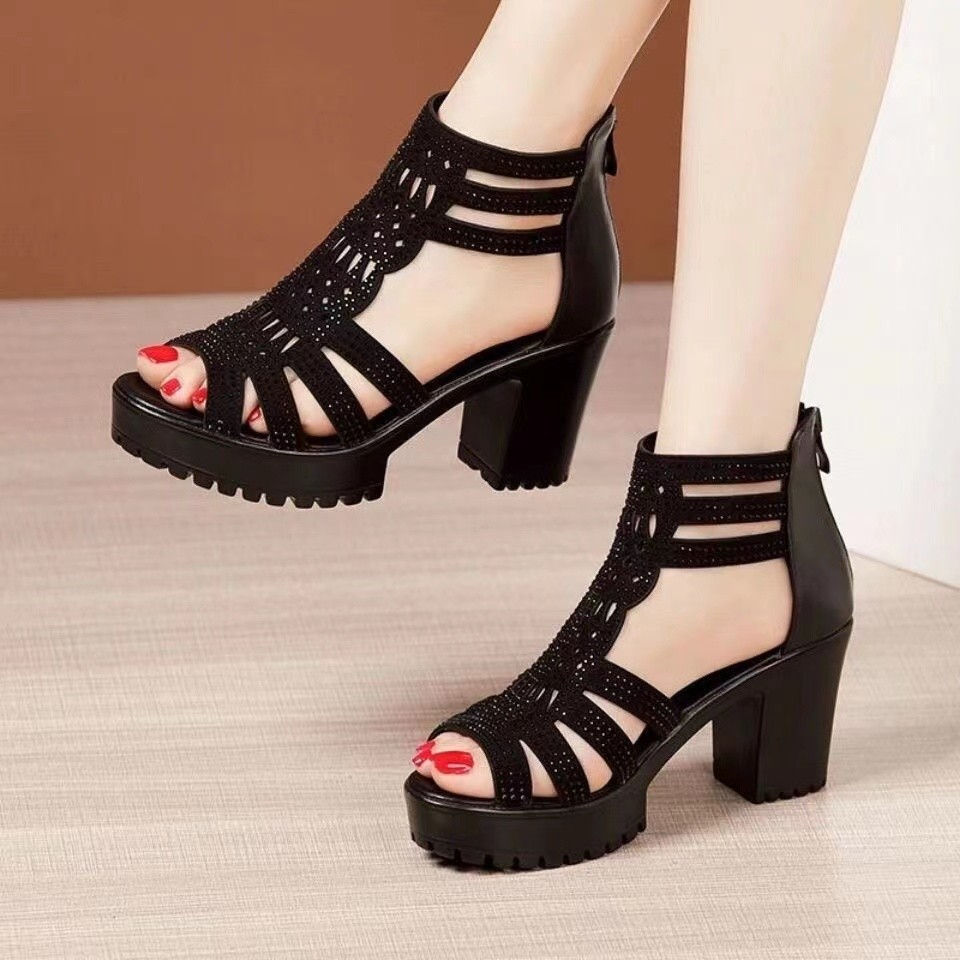 Thumbnail: 2024 New Women's Sandals Wedges Summer Hollow Out Roman Sandals Ladies Elegant