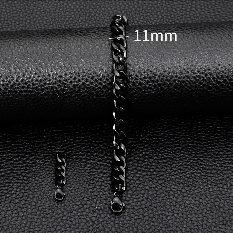 Minijatura: 3-11mm Thick Waterproof Chain Bracelet for Men Stainless Steel Cuban Chain Wris