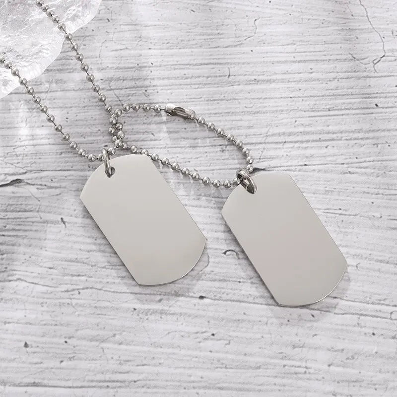 Miniatura: Fashion Personality Military Tag Glossy Rectangle Stainless Steel Pendant Neckl