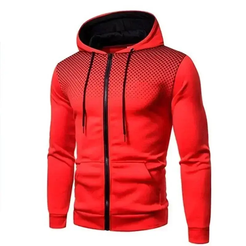Thumbnail: Mens Hoodie Zip Up Hoodie Sweatshirt Graphic Zipper Pocket Polka Pot Print Spor