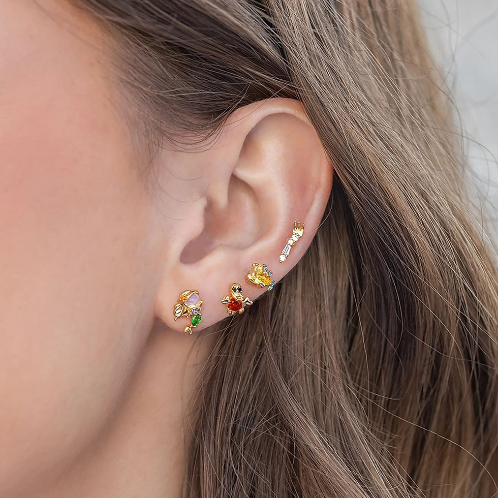 Thumbnail: 4PCS/Set 925 Silver Needles Ins Colorful Zircon Stud Earrings For Women Jewelry
