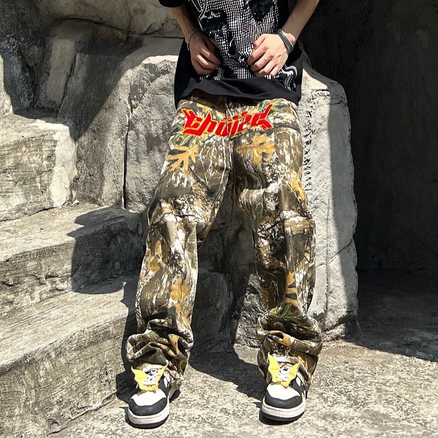 Thumbnail: Letter Towel Embroidery Camouflage Cargos for Men Streetwear Casual Y2K Baggy O