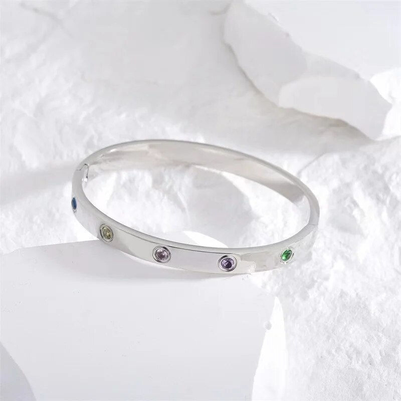 Thumbnail: 2023 New Design Gold Color Zircon And Cross Nut Nail Bracelet Gold & Bangle For