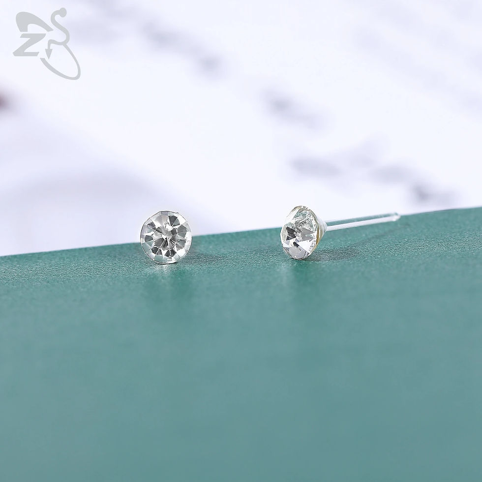 Thumbnail: ZS 10-20pairs/lot Colorful Round CZ Stud Earring For Women Men 20g Anti-allergy