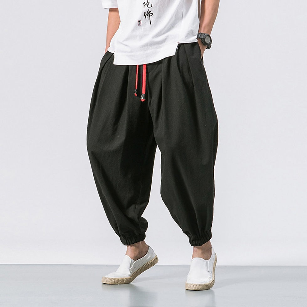 Thumbnail: New Oversized Men Harem Pants Loose Chinese Style Cotton and Linen Sweatpants J