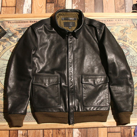 Thumbnail: China Imported Real Horseskin Leather Flight Mans Jacket Aviator Bomber Coat Lu