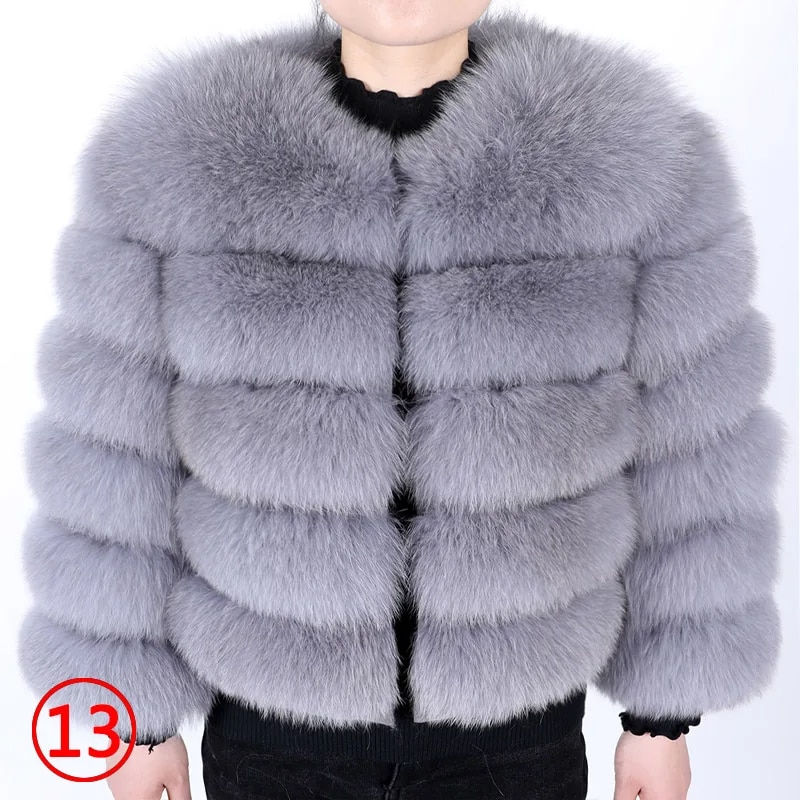 Miniatura: Maomaokong 2024 Natural Real Fox Fur Coat Women Winter Warm Luxury Fur Jacket D