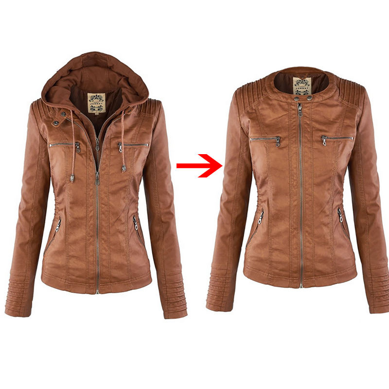 Thumbnail: Winter Faux Leather Jacket Women Casual Basic Coats 2022 Ladies Basic Jackets W