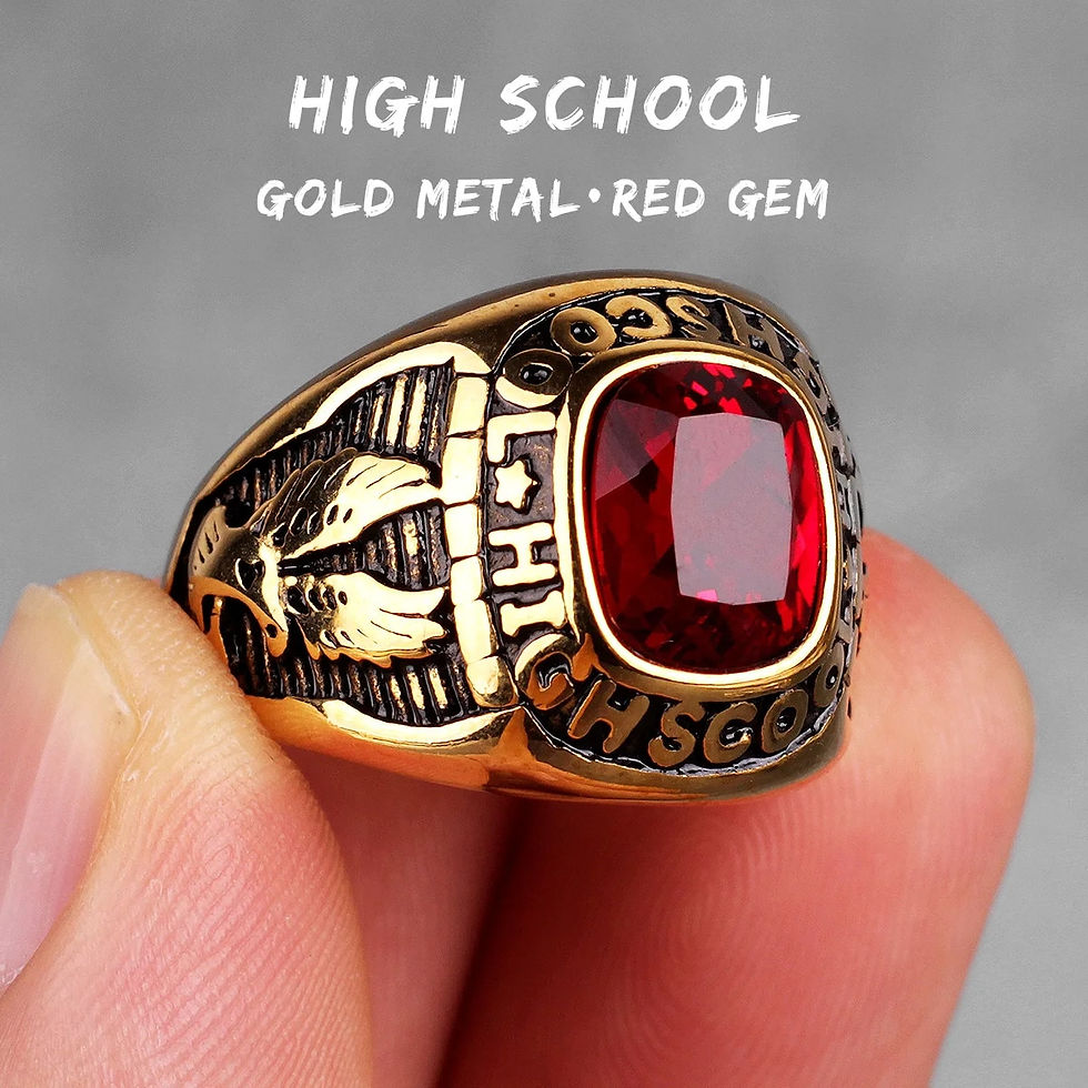 थंबनेल: Stainless Steel Men Rings Rhinestone High School Eagle Punk Hip Hop for Biker M