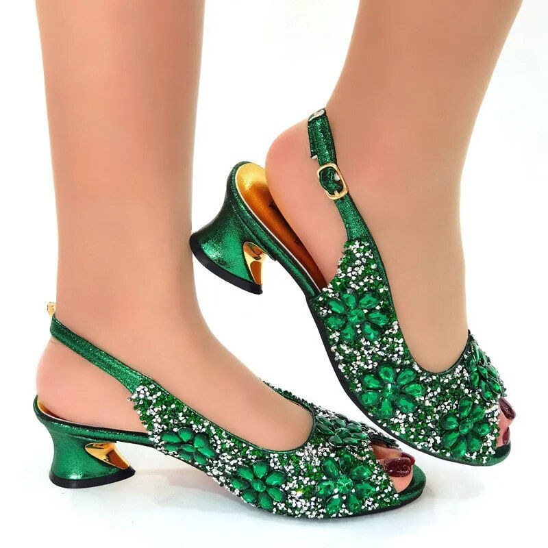 Thumbnail: 2022 Women's Party Sandals Fashion Full Diamond Flower Design Heel High 5CM Cha