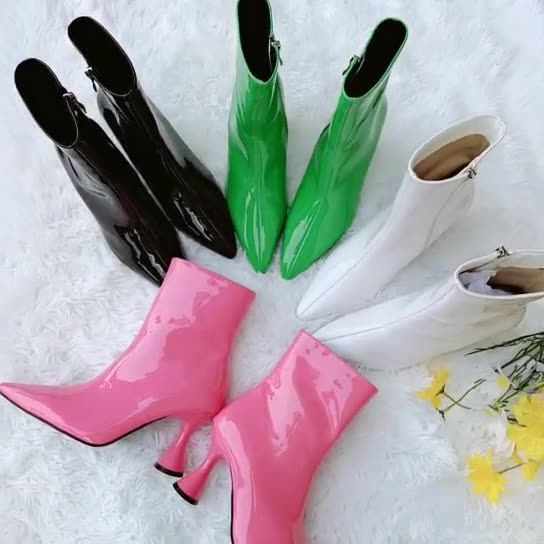 Thumbnail: Women Boots Pointed Toe Ankle Boots Side Zipper Shoes