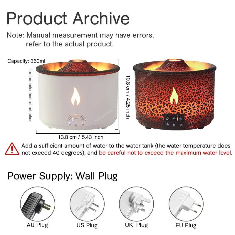 Thumbnail: KINSCOTER Volcano Flame Aroma Diffuser Jellyfish Smoke Ring Air Humidifier 360m