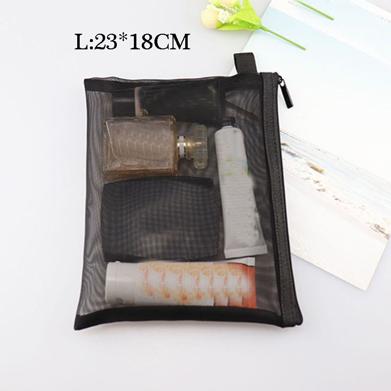 Thumbnail: Women Mesh Cosmetic Bag Travel Storage Makeup Bag Organizer Female Make Up Pouc