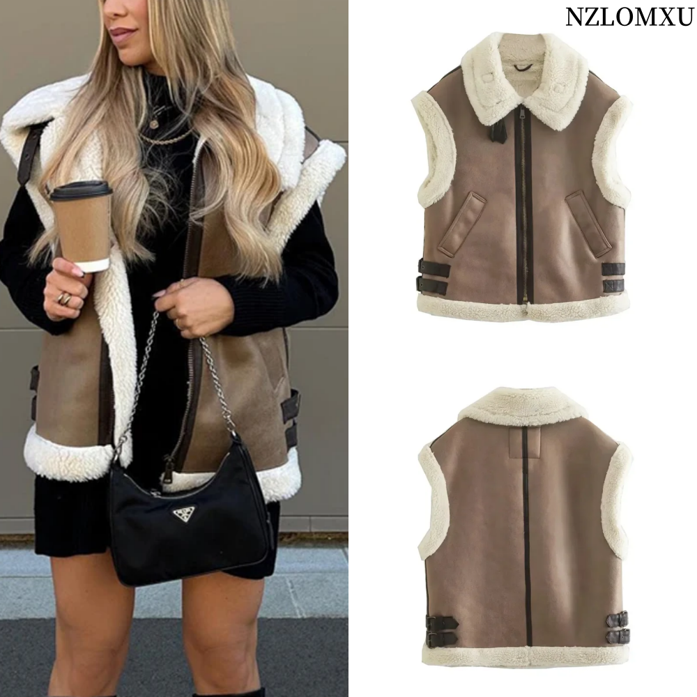 Fur Vest Warm Women's Vest Sleeveless Jacket Autumn Winter Fashion Female Vest