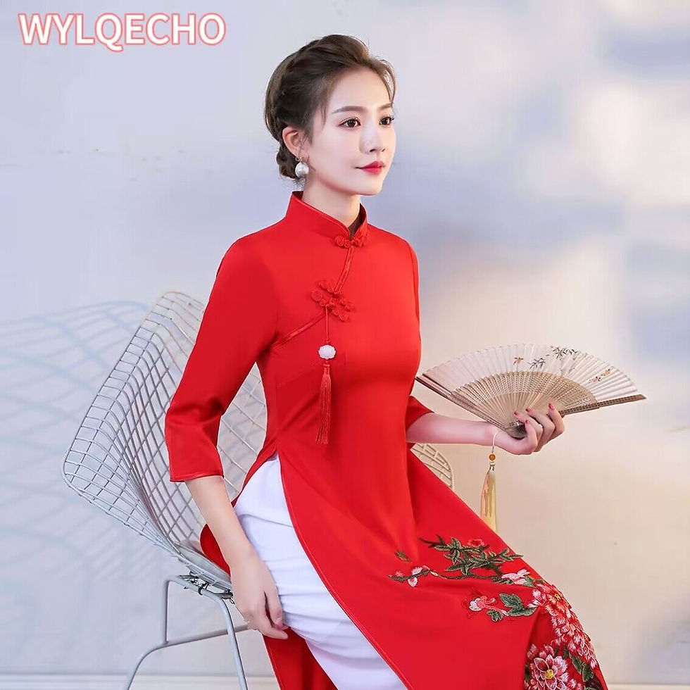 Thumbnail: 2024 Vietnam Ao Dai Cheongsam Traditional Oriental Dress Set Improved Vietnam A